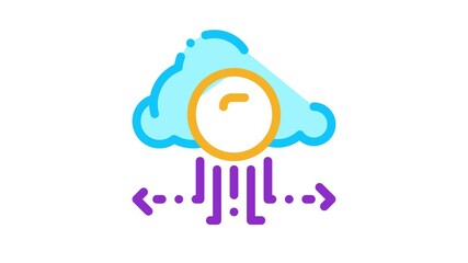 Poster - Charge Money Through Cloud Storage Icon Animation. color Charge Money Through Cloud Storage animated icon on white background