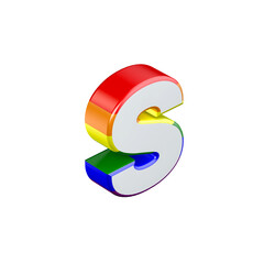 Wall Mural - Isometric letter S gay pride rainbow flag font. 3D Rendering