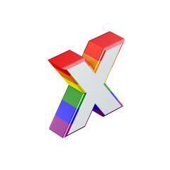 Wall Mural - Isometric letter X gay pride rainbow flag font. 3D Rendering