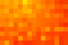 Abstract Pixel Orange Background. Gold Geometric Texture From Squares. Vector Pattern Of Square Orange Pixels. A Backing Of Mosaic Squares. Vector Illustration