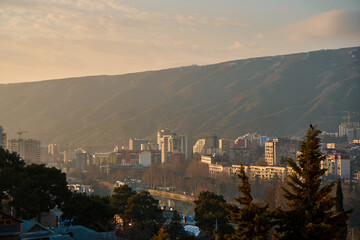 Wall Mural - City landscape, architecture of Tbilisi. The capital of Georgia. Big city in the highlands