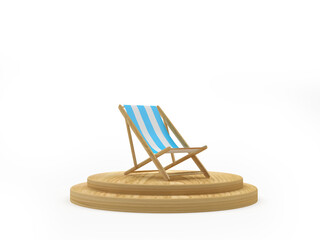 Sticker - A striped chaise longue on a wooden stand. 3d illustration 