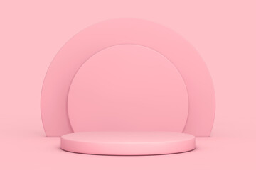 Poster - Pink Cylinders Products Stage Pedestal. 3d Rendering