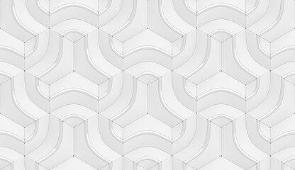 Wall Mural - Seamless white geometric pattern. Geometry levels. 3D illustration.
