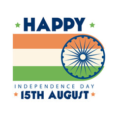 Wall Mural - 15th august happy independe day with flag