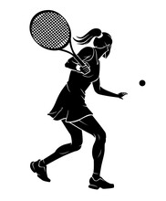 Female Tennis Player, Back View Silhouette