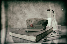 Still Life Imitate Wet Plate Photography Style With Content Of Revolution In The History Of The World .