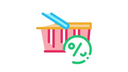 Poster - Customer Shopping Cart Icon Animation. color Customer Shopping Cart animated icon on white background