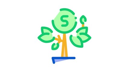 Canvas Print - Money Tree Pot Icon Animation. color Money Tree Pot animated icon on white background