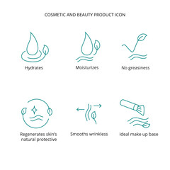 beauty product, cream, mask cosmetic and beauty tretment icon set for web, packaging design. vector 