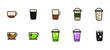 set of coffee icons, tea icons, milk tea icons, smoothie icon