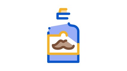 Sticker - Bottle Mustache On Label Icon Animation. color Bottle Mustache On Label animated icon on white background