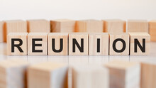 Reunion Word Made With Building Blocks, Concept