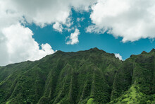 Koolau Range, Hoomaluhia Botanical Garden, Honolulu, Oahu, Hawaii. Koʻolau Range Is A Name Given To The Dormant Fragmented Remnant Of The Eastern Or Windward Shield Volcano Of Oahu