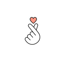 Korean Finger Heart I Love You Hangul Logo Vector Illustration. Korean Symbol Hand Heart, A Message Of Love Hand Gesture