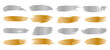 Gold and silver gradient shimmers strokes set, brush lines are even and straight, a beautiful design element for all kinds of decoration. For holiday and wedding cards and text. Labels and stickers