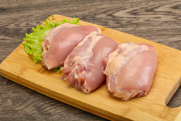 Raw chicken boneless and skinless leg