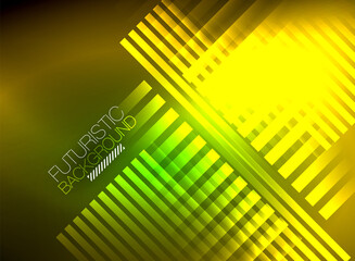 Bright neon color techno abstract background, shiny glowing neon lines in the dark background