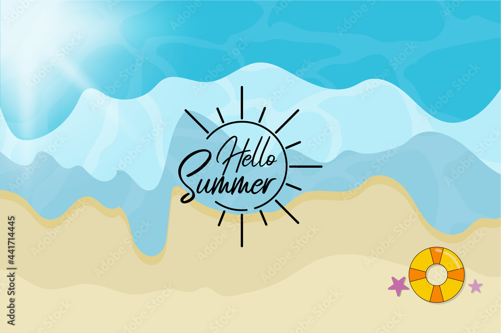 hello summer text with beach top view vector background Stock Vector ...