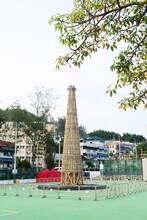 The Preparation Of Cheung Chau Bun Festival. The Scaffolding Of The Bun Tower For Bun Snatching At Night.