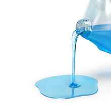Detergent is pouring from bottle. 3d illustration