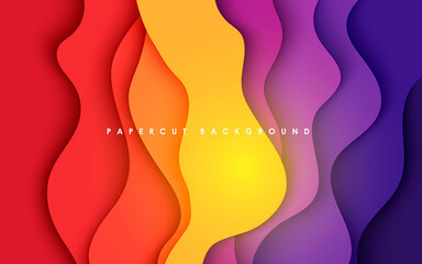 Colorful papercut background wavy dimension