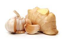 Ginger And Garlic On White Background 