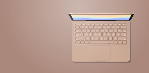 Wall Mural - modern laptop with keyboard and colored screen realistic mockup gadgets and devices concept