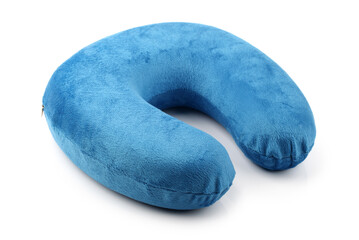  blue neck pillows isolated on white background