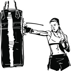 Wall Mural - the vector illustration of the boxing fighter