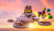 40 Jahre – Geburtstagskarte mit fliegendem Auto
