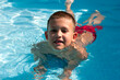 © romikmk - boy swims in the pool enjoying a vacation
