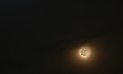 Wall Mural - full moon cover on dark bright sky in night