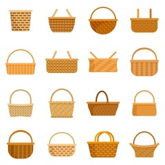 Poster - Wicker icons set flat vector isolated