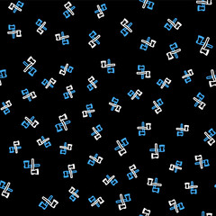 Line Crossed wooden axe icon isolated seamless pattern on black background. Lumberjack axe. Vector