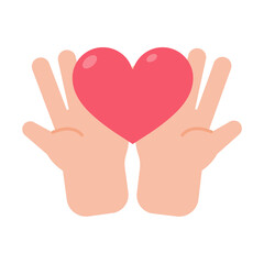 Wall Mural - vector hands giving hearts to each other Helping the poor by donating items to charity
