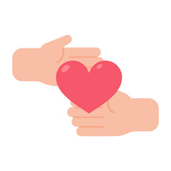 Wall Mural - vector hands giving hearts to each other Helping the poor by donating items to charity