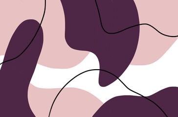 Wall Mural - trendy abstract berry colored background. composition of amorphous forms and lines. minimalist, universal artistic template. perfect for cards