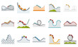 Roller coaster icons set flat vector isolated
