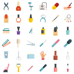 Sticker - Manicurist icons set flat vector isolated