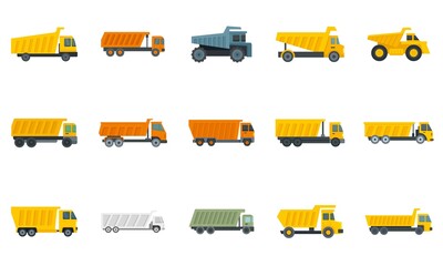 Wall Mural - Tipper icons set flat vector isolated