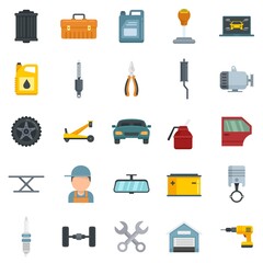 Canvas Print - Auto mechanic icons set flat vector isolated