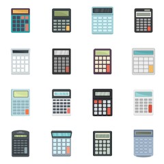 Poster - Calculator icons set flat vector isolated