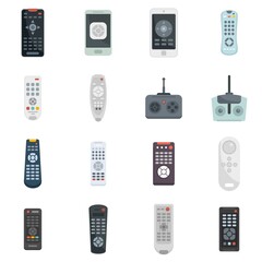 Sticker - Remote control icons set flat vector isolated