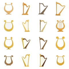 Wall Mural - Harp icons set flat vector isolated