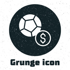 Grunge Soccer football ball icon isolated on white background. Sport equipment. Monochrome vintage drawing. Vector