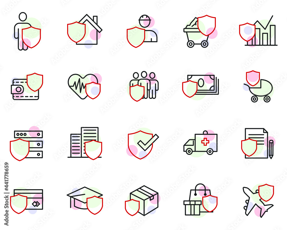 Insurance elements set icon symbol template for graphic and web design collection logo vector illustration