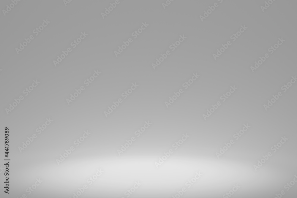 Blank white gradient background with product display. Empty studio with room floor or white backdrop. 3D rendering - obrazy, fototapety, plakaty 