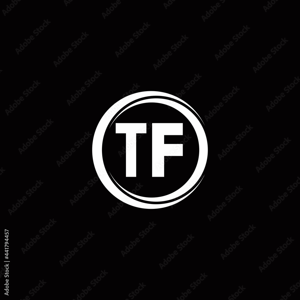 TF logo initial letter monogram with circle slice rounded design ...