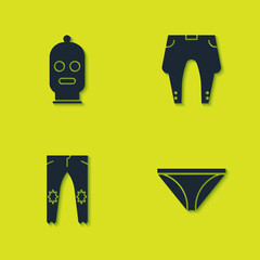 Canvas Print - Set Balaclava, Men underpants, Pants and icon. Vector